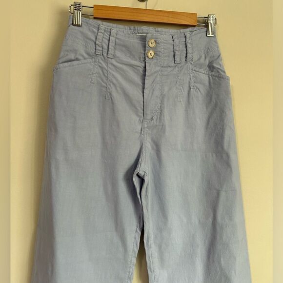 Anthropologie Flared Cropped Pants in Light Blue - Picture 3 of 9